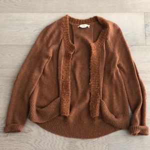 Anthropologie open cardigan with elbow patch